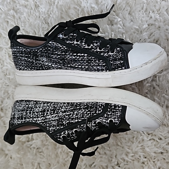 KATE SPADE Black White Tweed Sneakers Size 6 - Picture 5 of 15